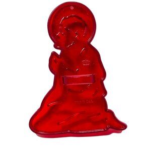Vintage Red Plastic Nativity Scene Joseph Cookie Cutter By HRM Made In USA